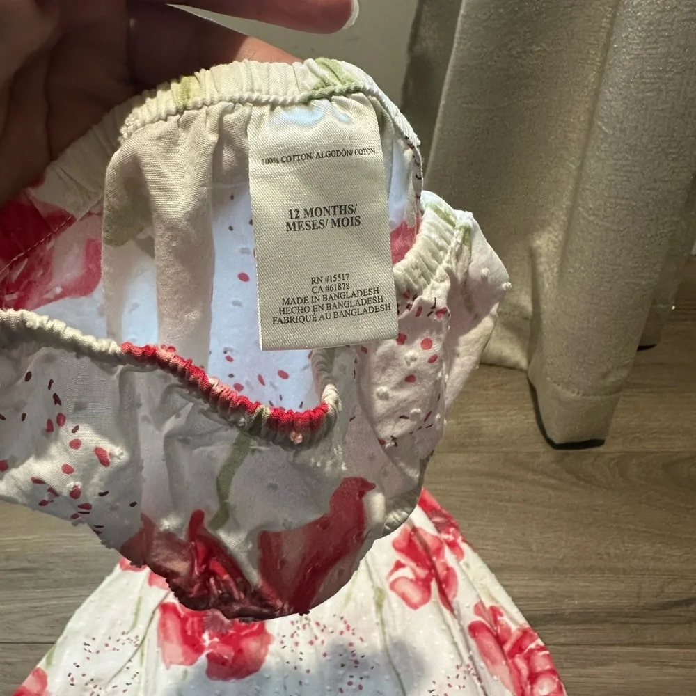 Penelope Mack White Dress with Pink-Red Floral Print